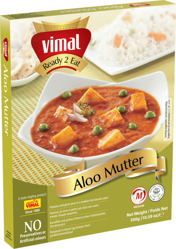 VIMAL Ready to Cook and EatAloo Mutter Instant Mix Vegetarian with No Added Preservative and Colours - 300g(Pack of 4)
