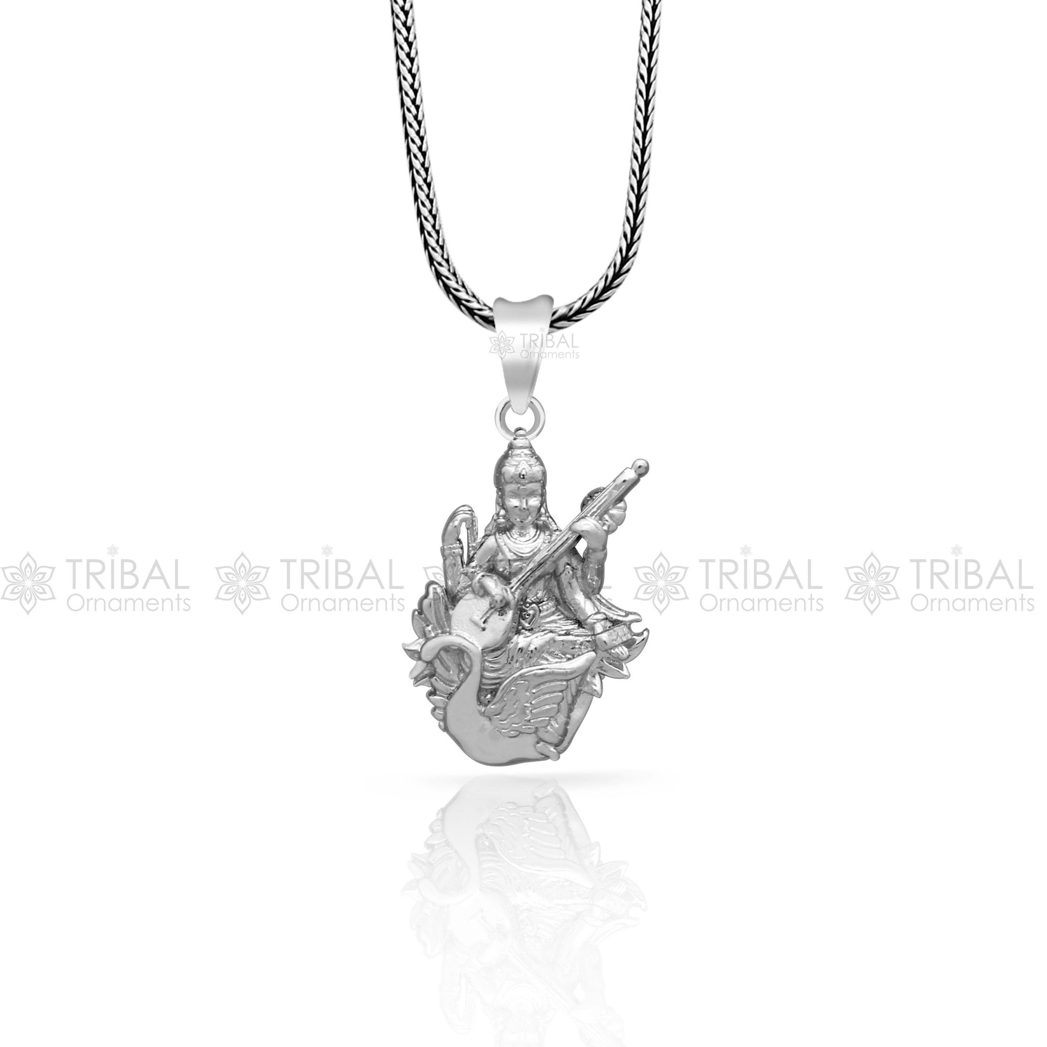 925 sterling silver handmade Goddess Sarashwati maa pendant, amazing divine Sharda maa pendant gifting jewelry NSP828-Only Pendant