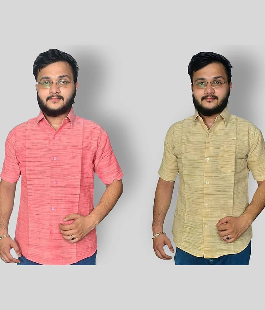 DESHBANDHU DBK 100% Cotton Regular Fit Half Sleeves Men's Formal Shirt - Multicolor ( Pack of 2 )