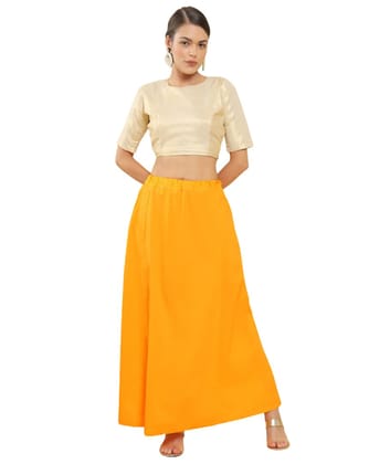 Women's Cotton Solid Free Size Petticoat (Mustard)