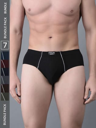 Men's Assorted Pack of 7 Combed Cotton Solid Brief With Anti-Microbial Odour Control