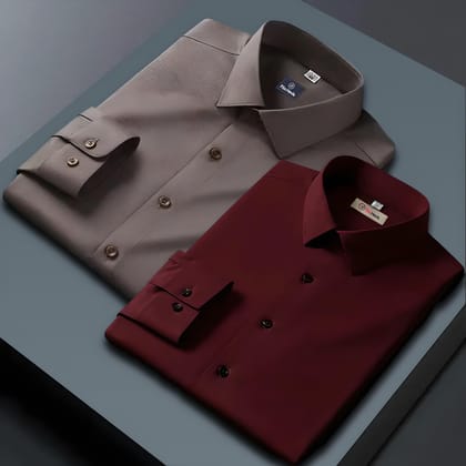 Combo of 2 Formal shirts Brown & Maroon Colour-S