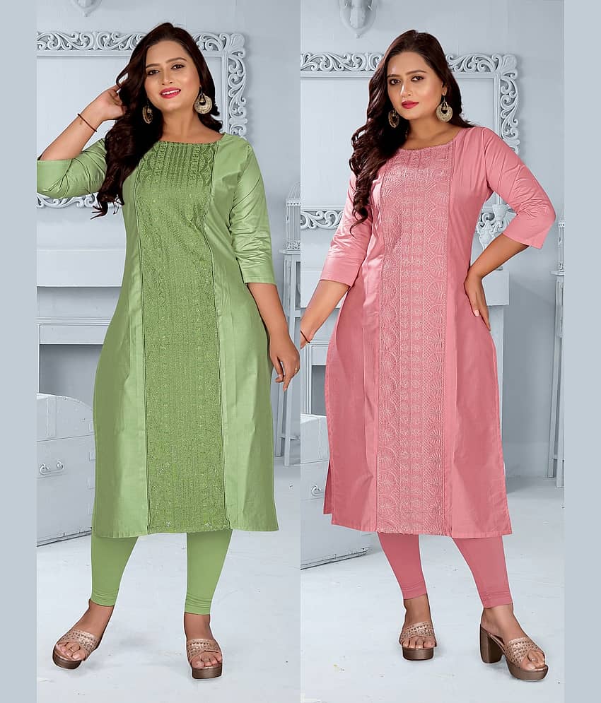 Hetsa Women Chanderi Embroidered A-line Kurti ( Multicolor )