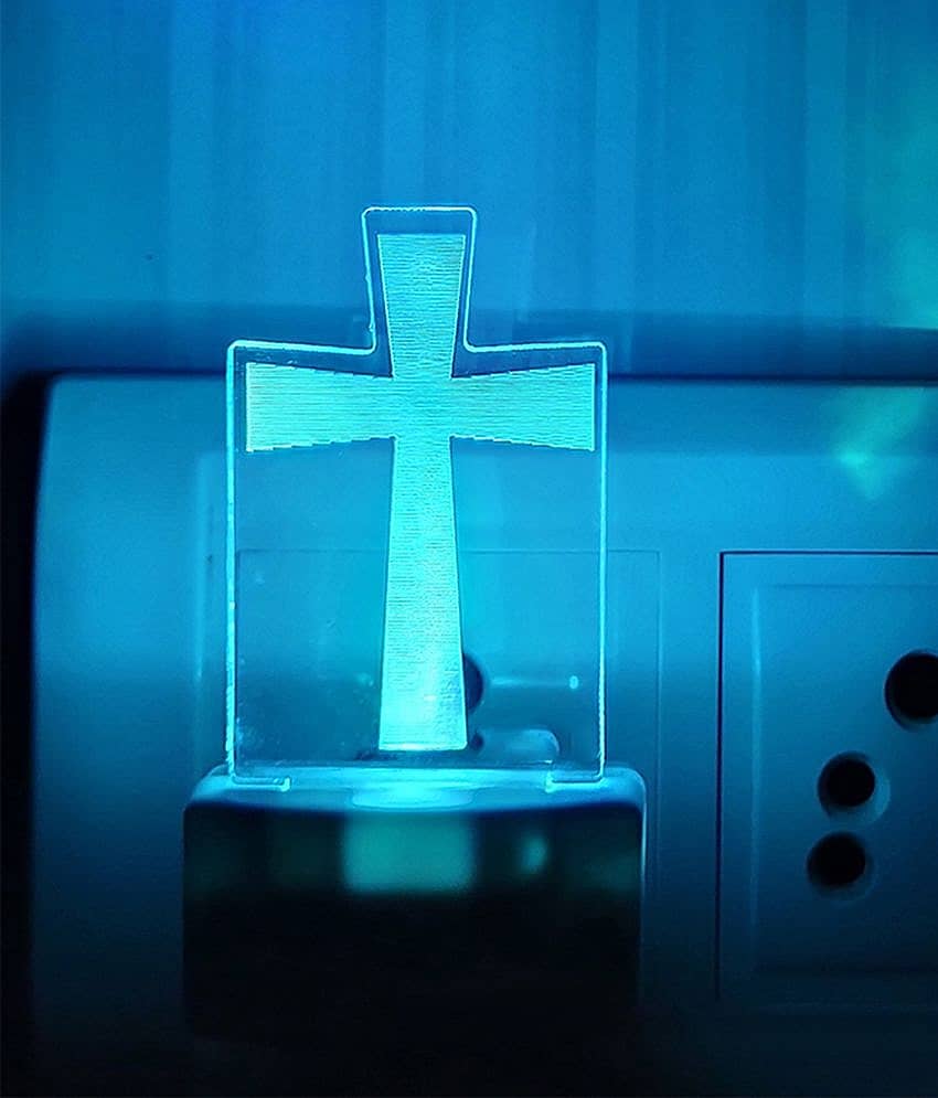 DIONA Night Lamp Cross Symbol Christian Lord 3D Illusion Jesus Christ