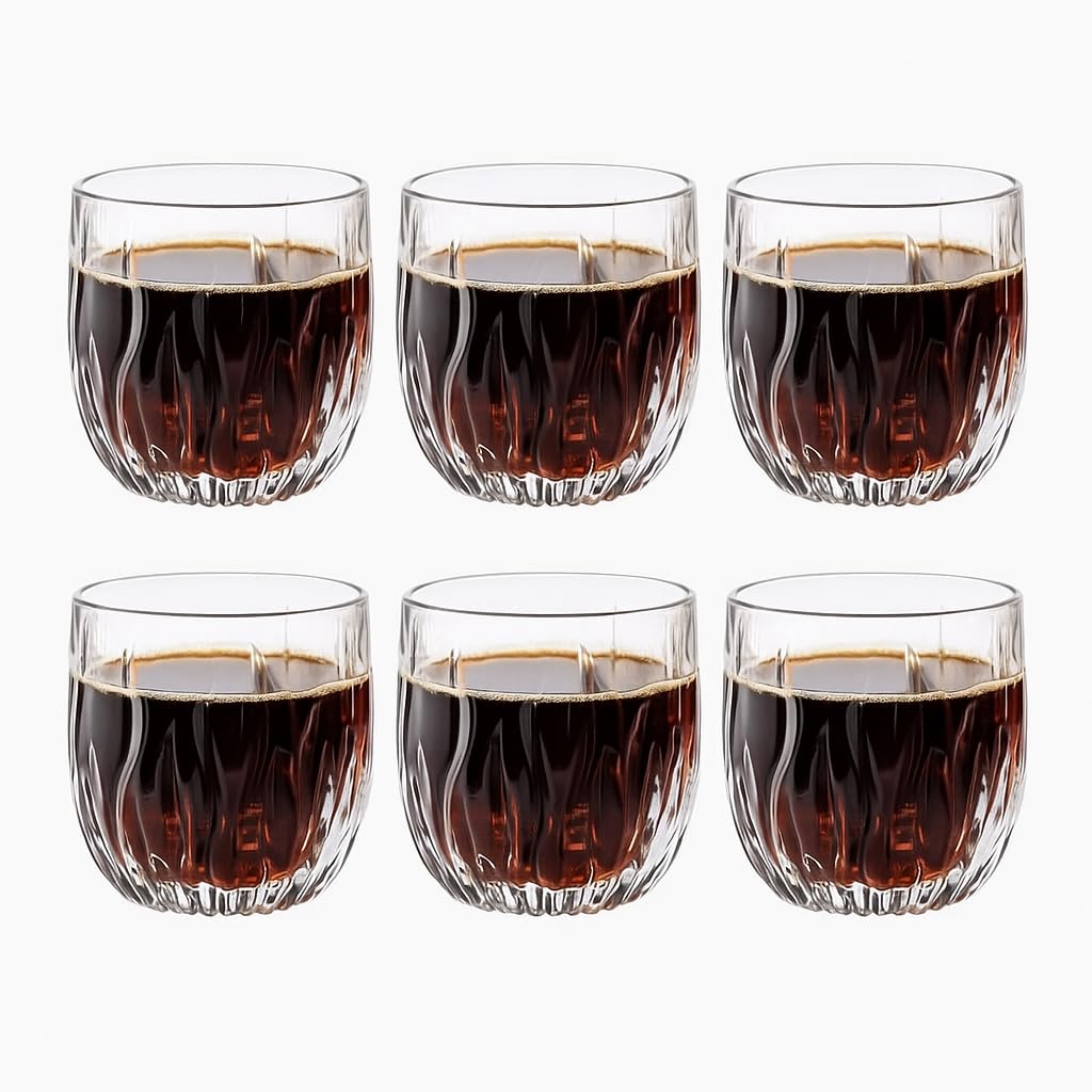 Crystal Clear Glass Whiskey Glasses Cocktail Glass, Stemless Wine Glass for Red and White Wine (280ML)