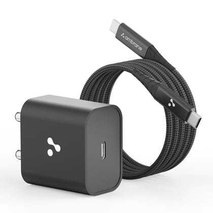 Ambrane 20W Type C Mobile Charger Adapter, Fast Charging for Android, iPhone 16/15/14/13/12/11/X (Pro,/Plus/Max Series), Samsung, Google Pixel & Oppo,Vivo Other Type C Enabled Devices, (M20,Black) Black