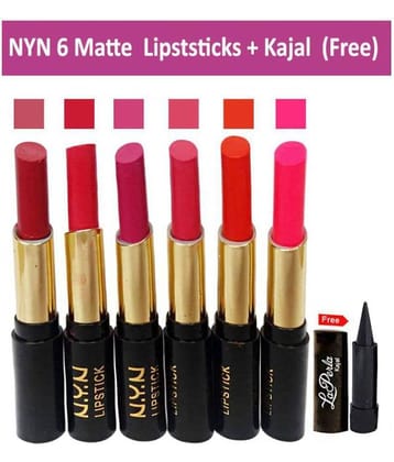 NYN Moisturzing Matte & Shiny Rich Col Lipstick Pack Of 6 Gift Pack Kajal