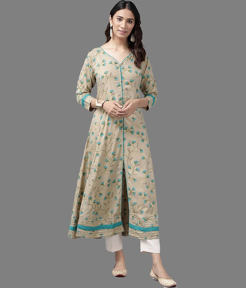 Yash Gallery - Khaki Rayon Women's Front Slit Kurti ( Pack of 1 )