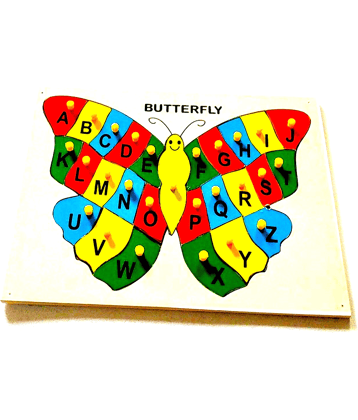 WOODEN 26 ENGLISH  BUTTERFLY ALPHABET LEARNING BOARD