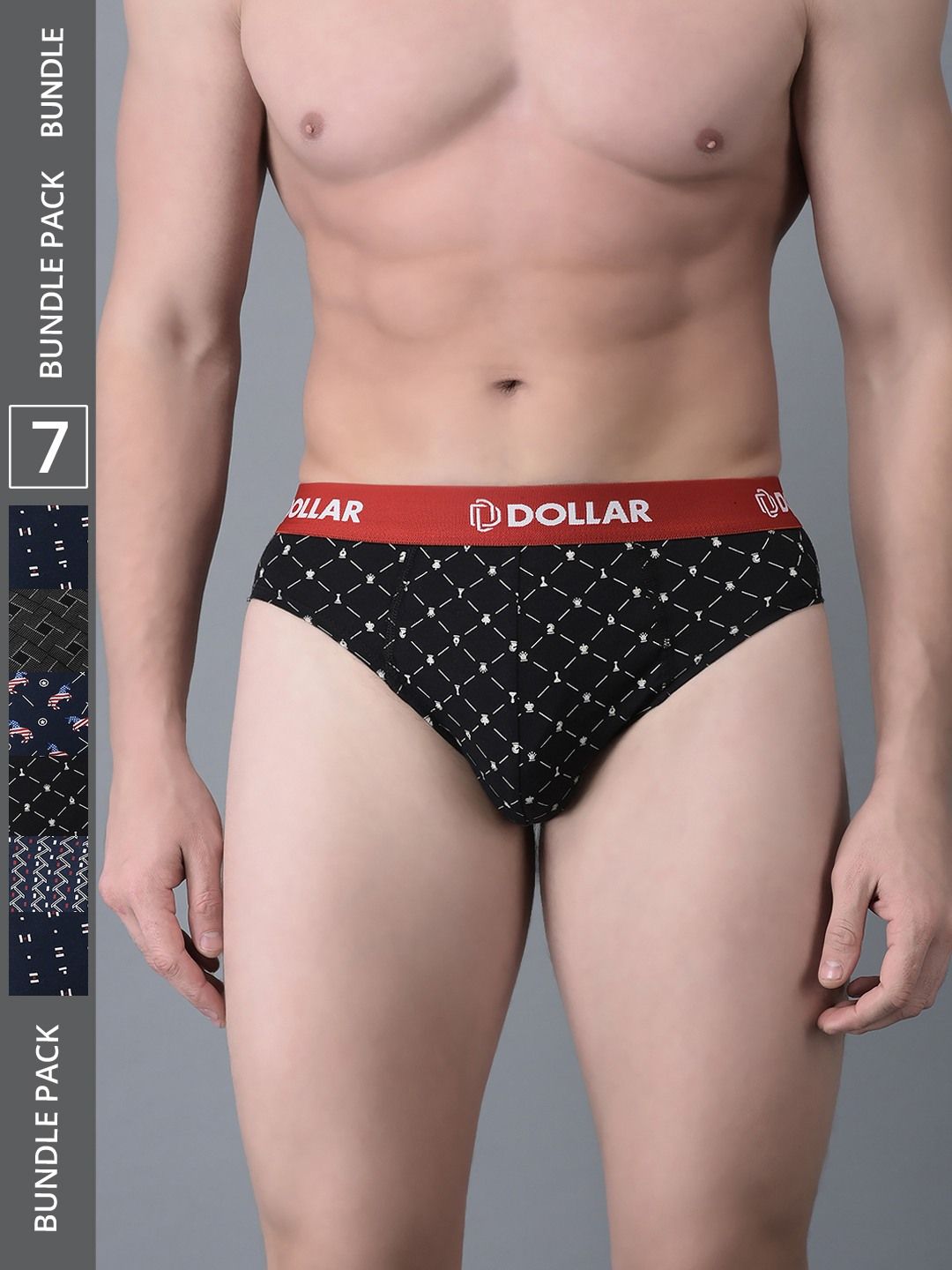 Men's Assorted Pack of 7 Combed Cotton Printed Brief