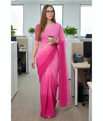 ANAND SAREES Georgette Solid Kasavu Saree With Unstitched Blouse Piece ( BLACK )