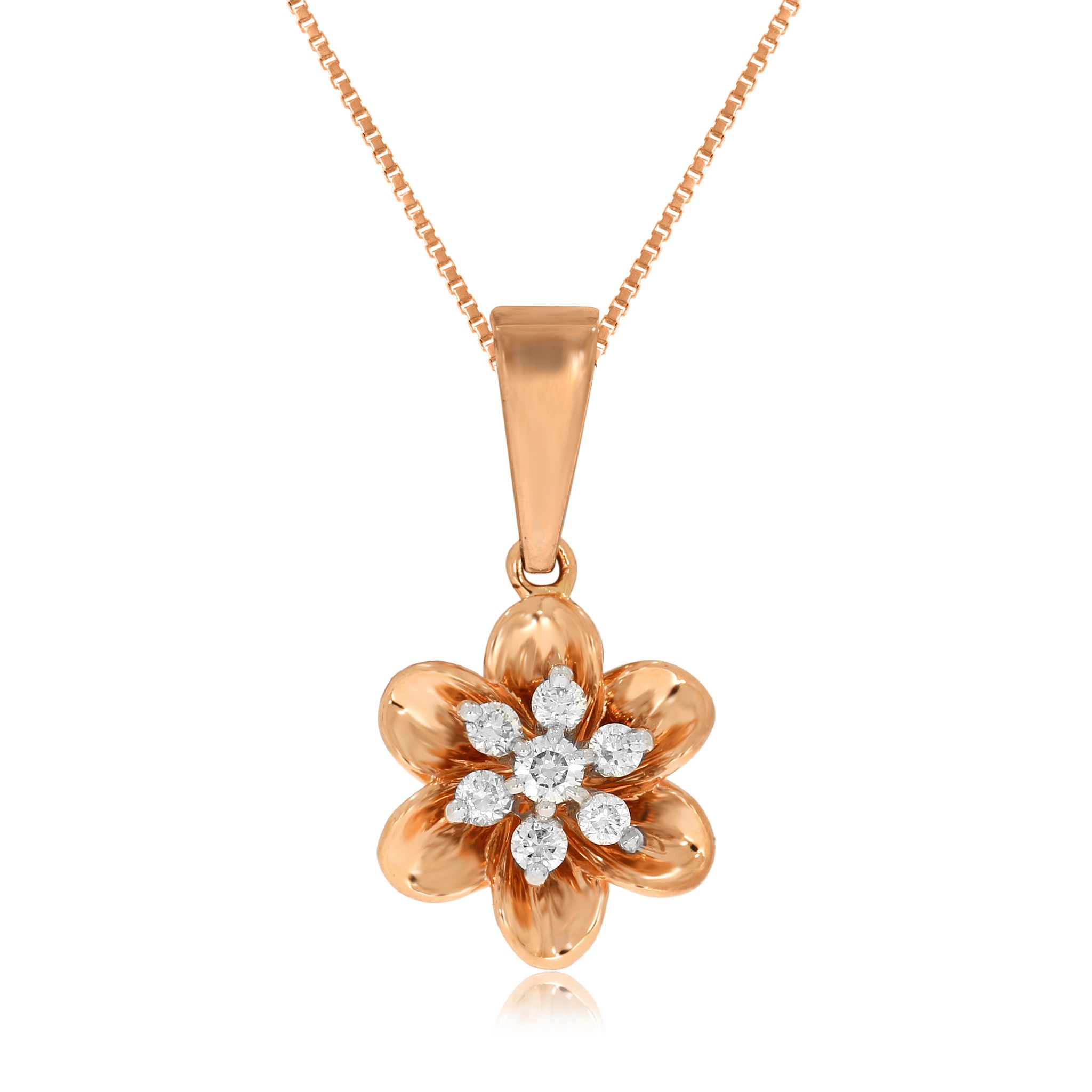 Senco Gold Integrited Beauty Diamond Pendant (2 gram / 0.16 Ct / GH-VS / 14K Rose Gold)