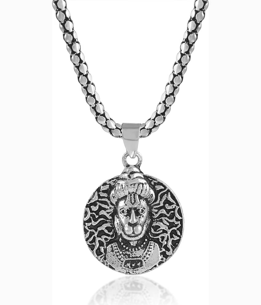 ADMIER SILVER plated Sterling Silver God Hanuman Pendant for Men & Women Lord Bajrang Bali Locket for Good Health & Wealth