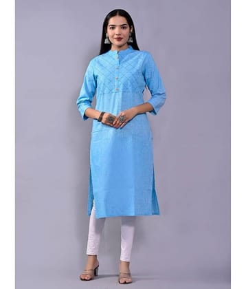 QuaClo - Light Blue Cotton Women's Straight Kurti ( Pack of 1 )