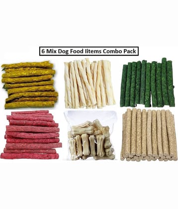The Treat Home 6 Mix Dog Food Items (4Mix) Munchy Sticks, White Stick & Bone (Each100Gm) Pack