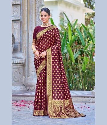Sariya Jacquard Woven Saree With Unstitched Blouse Piece ( Wine )