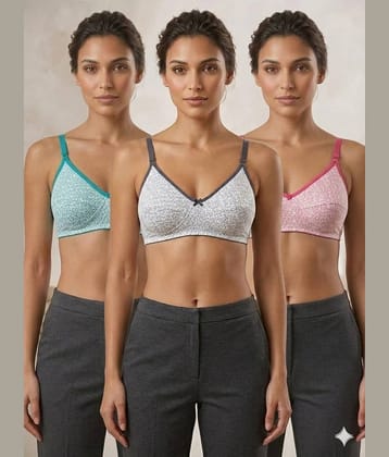 love girl Pack of 3 Cotton Blend Non Padded Everyday Bra For Women ( Multicolor 3 )