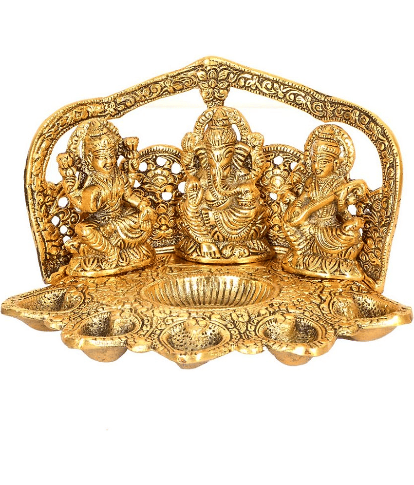 VARKAUS - Brass Lakshmi Ganesha Saraswati Idol ( 20 cm )