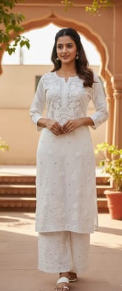 Modal Co Ord set with Mukaish and Chikankari