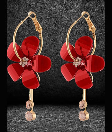 YOUBELLA Red Danglers Earrings ( Pack of 1 )