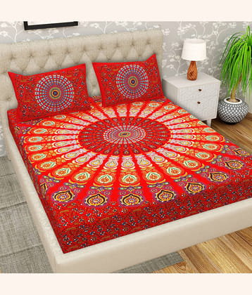 Cosito Cotton 1 Double Bedsheet with 2 Pillow Covers ( Red )