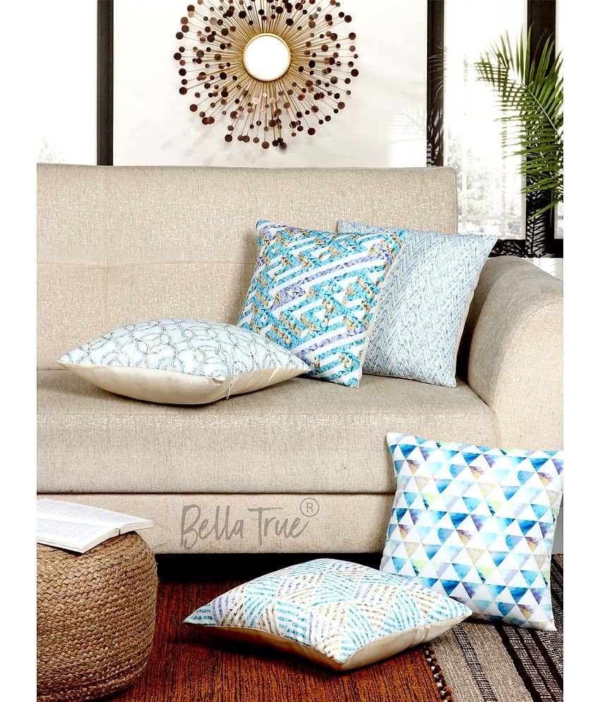 BELLA TRUE Set of 5 Cushion Covers Abstract Themed ( 40 x 40 )