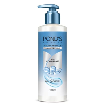 POND'S HYDRA MIRACLE BODY GEL LOTION, WATER-BASED, NON - OILY, NON- STICKY WITH HYALURONIC ACID, QUICK ABSORBING, LIGHT FOR ALL SKIN TYPES - 180ML POND'S HYDRA MIRACLE BODY GEL LOTION, WATER-BASED, NON - OILY, NON- STICKY WITH HYALURONIC ACID, QUICK ABSO