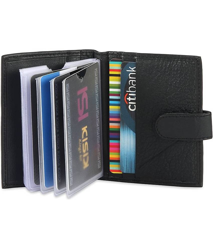 RFID Protected Genuine Black Leather 20 Slot Credit Card Holder
