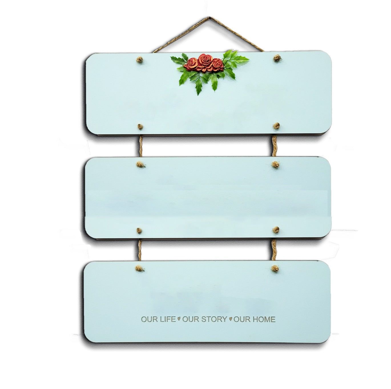 Our Happy Place 3 Layers Wooden Wall Hanging-Personalized
