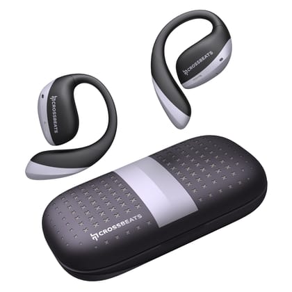 CrossBeats Arc Buds OWS Open Ear Wireless Earbuds | Spatial Audio Headphones & Head Tracking | Gaming Bluetooth Earphones | 100hr Playtime | 14.2mm Drivers IPX5 Rating Type-c Fast Charging (Black) Black / Medium