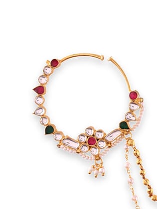 Traditional Ruby Emerald Bridal Nose Ring