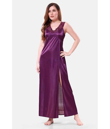 Romaisa Purple Satin Women's Nightwear Nighty & Night Gowns ( Pack of 1 )