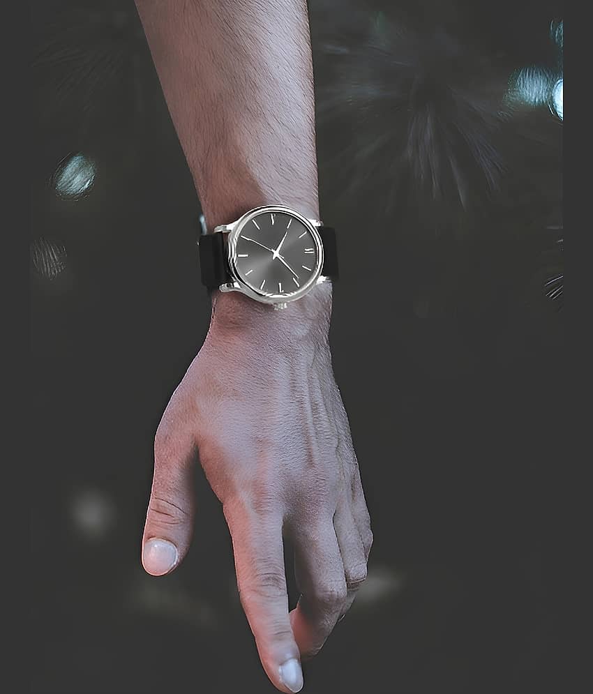 Cosmic Black Silicon Analog Men's Watch