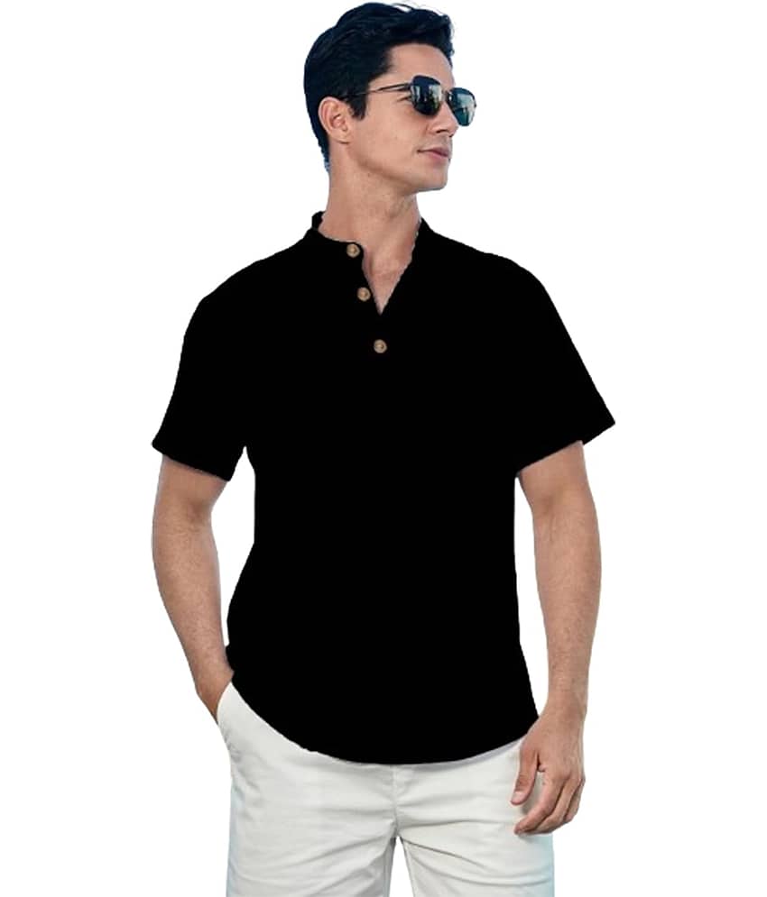 Vida Loca Black Cotton Blend Men's Shirt Style Kurta ( Pack of 1 )