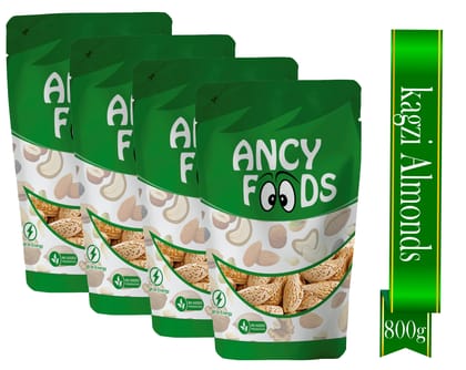 Ancy Kagazi Badam 800 Grams (200 Grams X 4) – Thin Shell Almonds | Packed with Protein, Fiber, and Vitamins | Badam with Shell – Easy to Crack, Supports Brain Health and Boosts Energy – Great