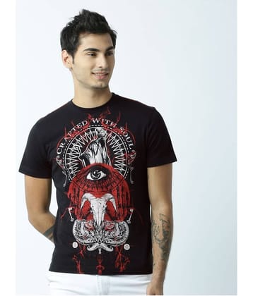 Huetrap Pack of 1 Cotton Regular Fit Men's T-Shirt ( Black )