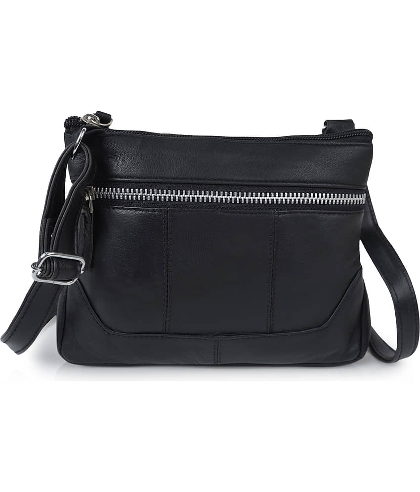 CIMONI Sling Bag Pure Leather Set of 1 ( Black )