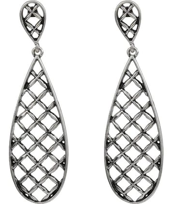 Silver Shine Sensational Silver Jali Design Drop Earrring