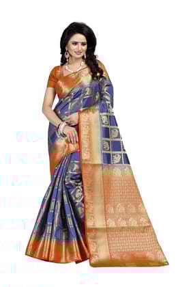 Narivastra Hathi Patola Blue Color Pure Banarasi Silk Saree