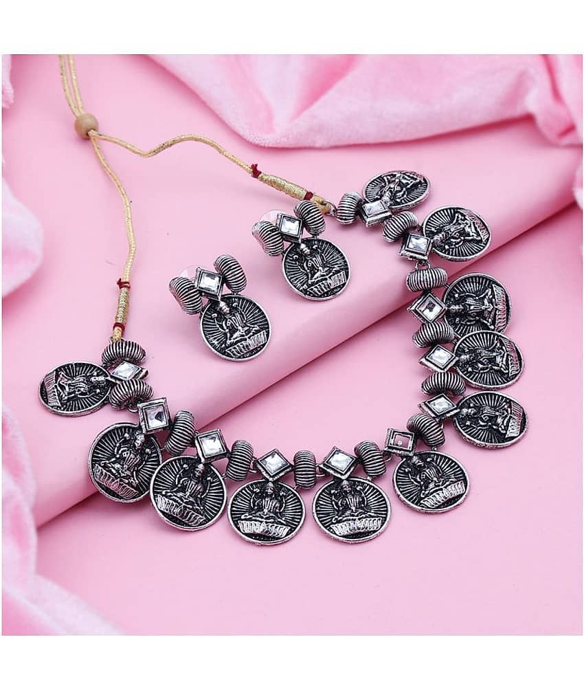 Sukkhi Alloy Silver Traditional Necklaces Set Collar