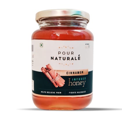 Pour Naturale Honey: Cinnamon Flavoured Honey| Pure Natural Honey Infused with Natural Cinnamon | Has Pain-relieving properties| Glass Jar (500gm)