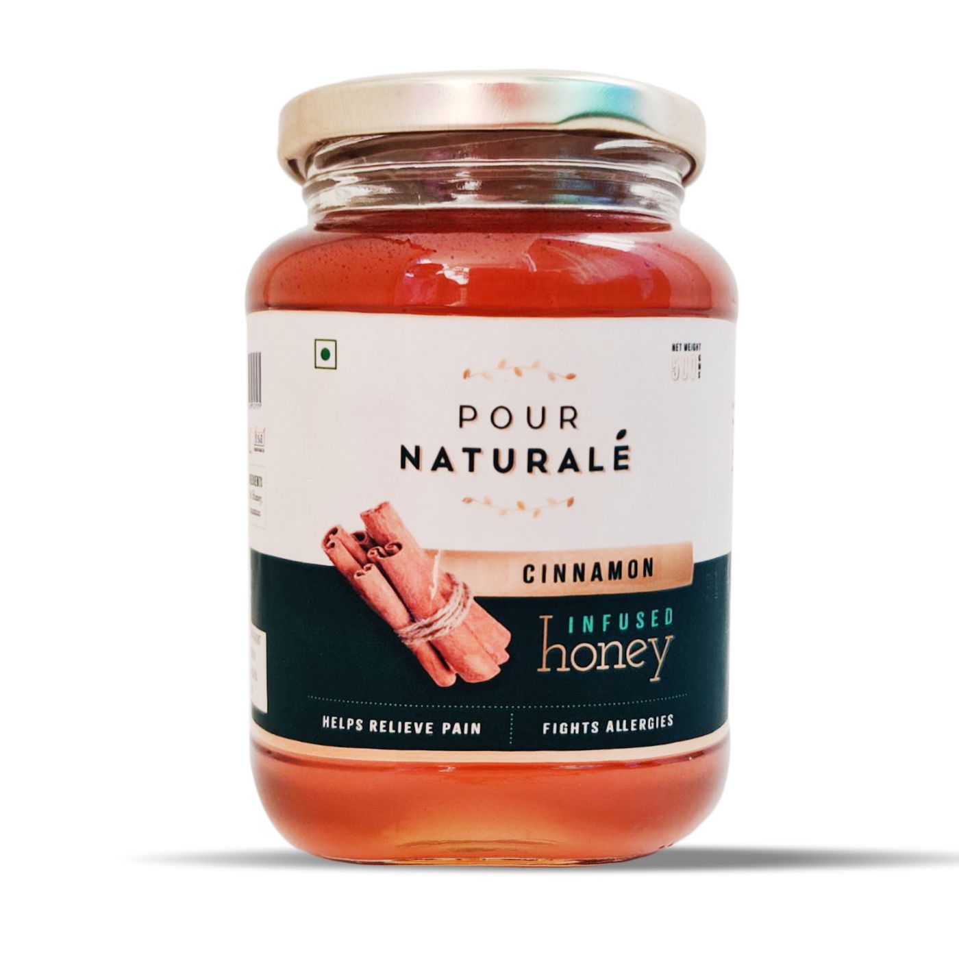 Pour Naturale Honey: Cinnamon Flavoured Honey| Pure Natural Honey Infused with Natural Cinnamon | Has Pain-relieving properties| Glass Jar (500gm)