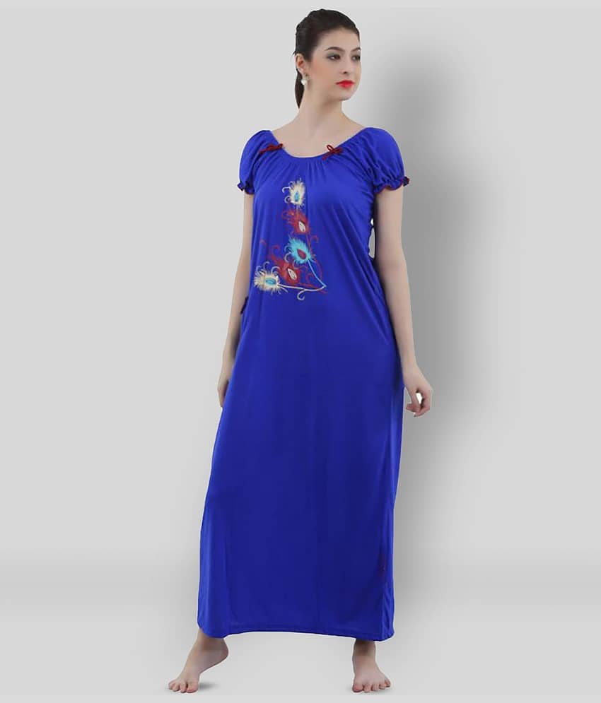 Romaisa - Blue Viscose Women's Nightwear Nighty & Night Gowns ( Pack of 1 )