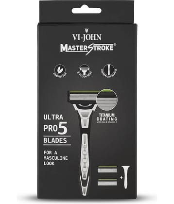 VI-JOHN Master Stroke Ultra Pro 5 Blade Shaving Razor for Men(1 Handle + 2 Cartridges)