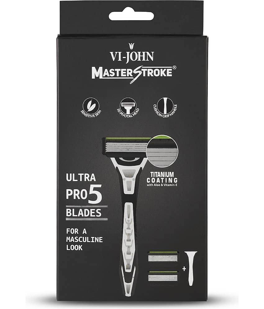 VI-JOHN Master Stroke Ultra Pro 5 Blade Shaving Razor for Men(1 Handle + 2 Cartridges)