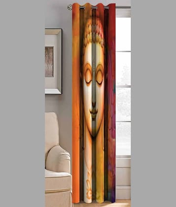 BELLA TRUE Abstract Printed Semi-Transparent Eyelet Curtain 5 ft ( Pack of 1 ) - Multicolor