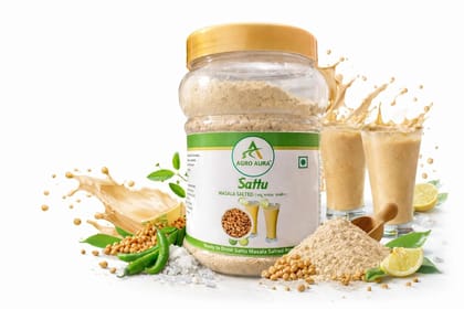 Agro Aura Sattu Masala Salted Powder, High in Protein, Rich in Fibre, Boosts Energy    Ready to Drink    500g