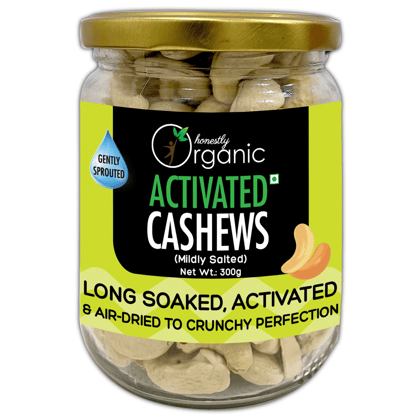 Activated/Sprouted Organic Cashews - Mildly Salted (Organic, Long Soaked & Air Dried to Crunchy Perfection) - 300g