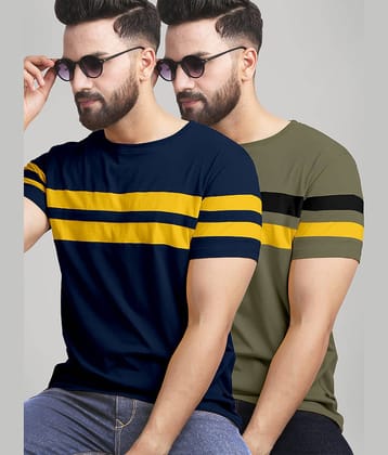AUSK Pack of 2 Cotton Blend Regular Fit Men's T-Shirt ( Mustard )