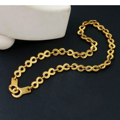 Handcuff Infinity 18K Gold Anti Tarnish Stainless Steel Necklace Chain for Men & Women-Gold